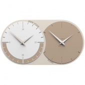 Zegar ścienny - 2 strefy czasowe World Clock CalleaDesign caffelatte / biały 12-009-14