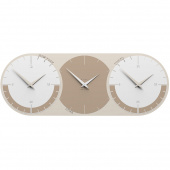 Zegar ścienny - 3 strefy czasowe World Clock CalleaDesign caffelatte / biały 12-010-14