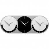 Zegar ścienny - 3 strefy czasowe World Clock CalleaDesign czarny / biały 12-010-5