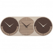 Zegar ścienny - 3 strefy czasowe World Clock CalleaDesign orzech włoski 12-010-85