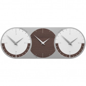 Zegar ścienny - 3 strefy czasowe World Clock CalleaDesign wenge / biały 12-010-89