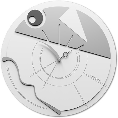 Zegar ścienny artystyczny 38 cm Art-O CalleaDesign biało-aluminiowy 10-024-2
