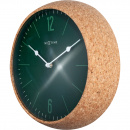 Zegar ścienny Cork - korkowa obudowa, zielona tarcza Nextime 30 cm 3509 GN