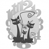 Zegar ścienny czarne koty z dużymi cyframi Cats CalleaDesign 53-10-1-5