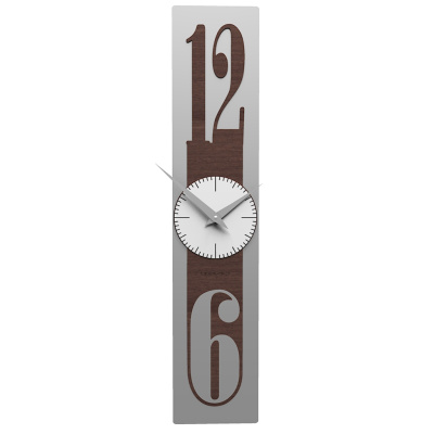 Zegar ścienny do salonu 12 x 58 cm Thin CalleaDesign szary / wenge 10-026-89