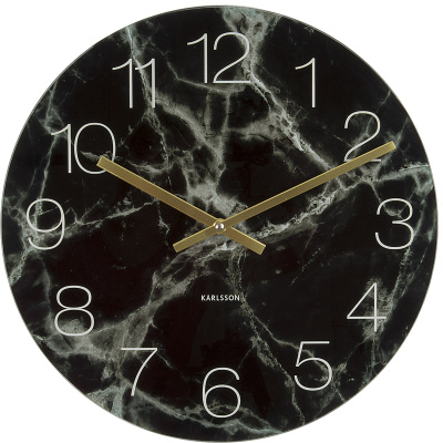 Zegar ścienny Glass Clock Karlsson czarny marmur KA5618BK