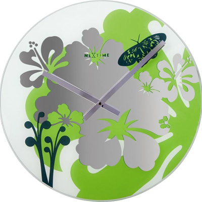 Zegar ścienny Nextime Hibiscus zielony 8087 GN