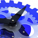 Zegar ścienny ruchome koła zębate Moving Gears Nextime 35 cm, niebieski 3241 BL