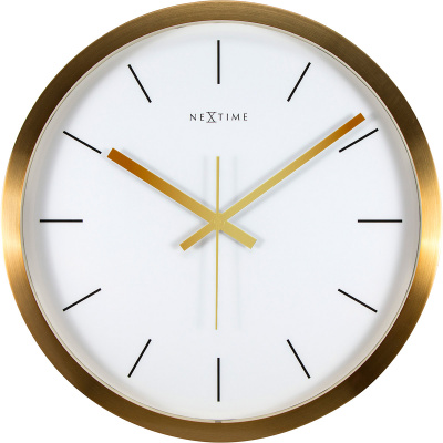 Zegar ścienny Stripe Nextime 44 cm, biały / złoty 2524 GW