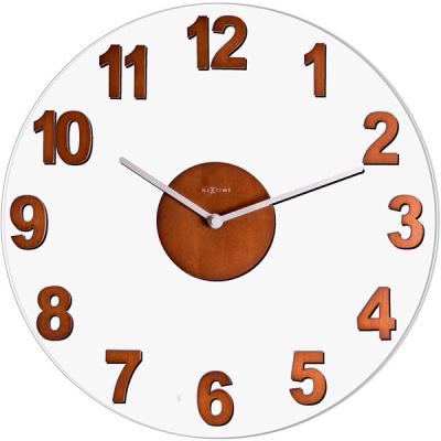 Zegar ścienny Woody Nextime brązowy 2974 BR