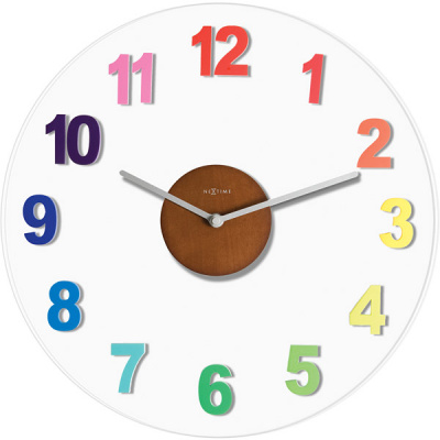 Zegar ścienny Woody Nextime kolorowy 2974 DI