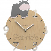Zegar ścienny z grawerem dla dziecka Hipopotam CalleaDesign 57-10-2