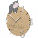 Zegar ścienny z grawerem dla dziecka Hipopotam CalleaDesign 57-10-2