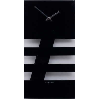 Zegar ścienny z wahadłem Bold Stripes Nextime 38 x 19 cm, czarny 2855 ZW