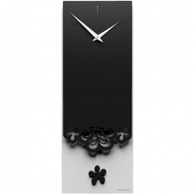 Zegar ścienny z wahadłem Merletto CalleaDesign czarny / biały 56-11-1-5