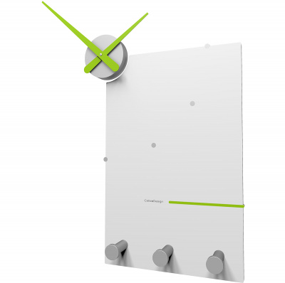 Zegar ścienny z wieszakami Oscar CalleaDesign biały / jasnozielony 10-130-76