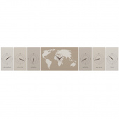 Zegar ścienny ze strefami czasowymi Cosmo CalleaDesign caffelatte 12-001-14