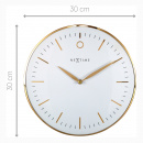 Zegar ścienny złoty Glamour Nextime 30 cm, biały cyferblat 3256 WI