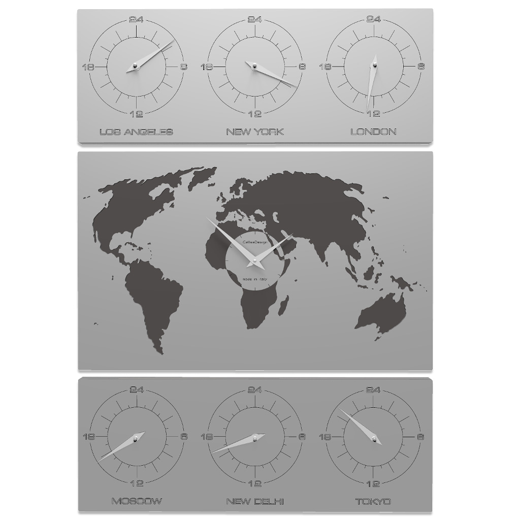 zegar ścienny pokazujący czas lokalny w New York, Tokyo, Londyn