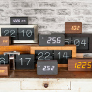 Zegar stołowy - budzik Block LED Karlsson ciemne drewno KA5652DW