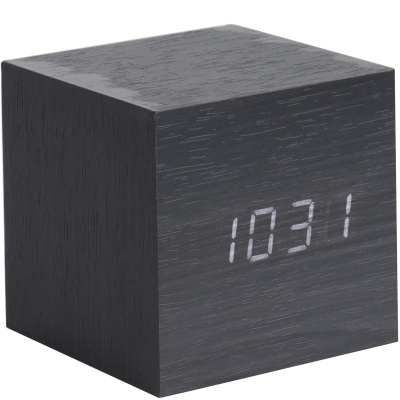 Zegar stołowy, budzik mini Cube LED Karlsson czarny KA5655BK