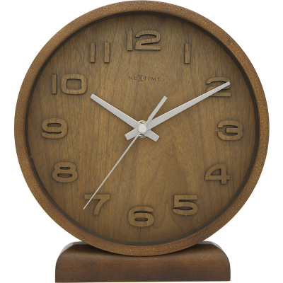Zegar stołowy Nextime Wood Wood mały, brązowy 5192 BR