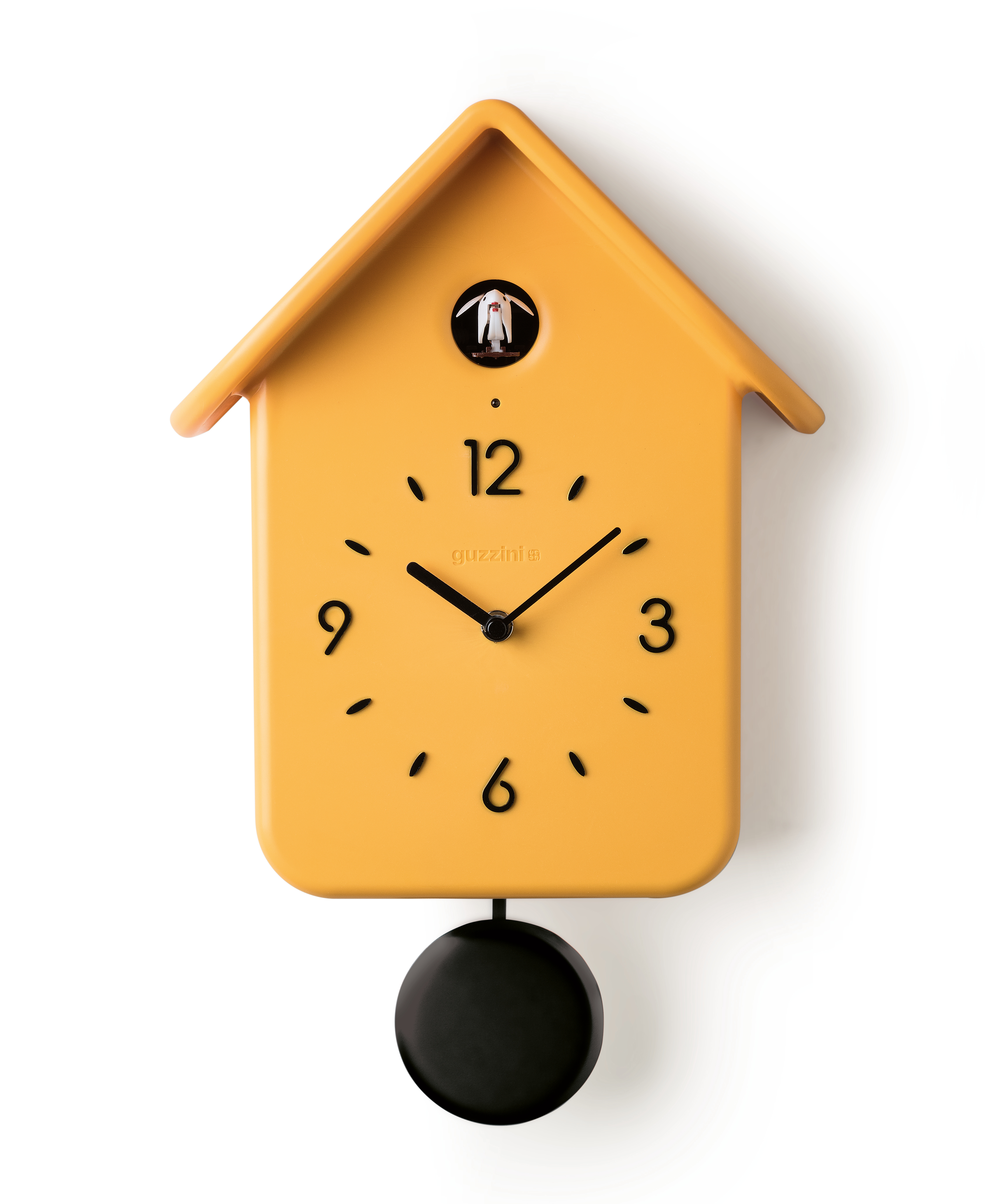 nowoczesny zegar z kukułką Guzzini QQ żółty 168602165