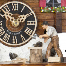 Zegar z kukułką i drwalem - bawarska chata górska Hones 30 cm HS-149