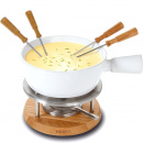 Zestaw do fondue serowego Boska 1 Litr, dębowa podstawa, ceramiczne naczynie BO-340029