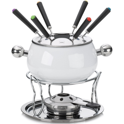 Zestaw do fondue serowego dla sześciu osób, emaliowane naczynie Siena Kela KE-16635