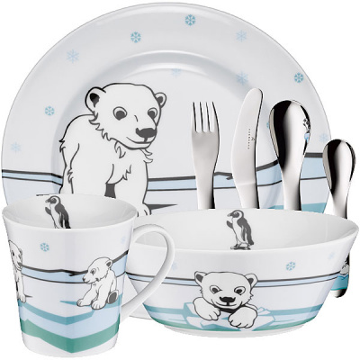 Zestaw naczyń i sztućców dla dzieci ICE BEAR Auerhahn 7 części 75000138