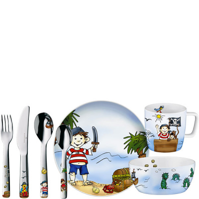 Zestaw naczyń i sztućców dla dzieci PIRAT PADDY Auerhahn 7 części 06060201