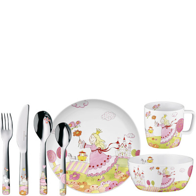 Zestaw naczyń i sztućców dla dzieci PRINZESSIN ANGEL Auerhahn 7 części - wycofan 06050138
