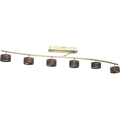 Złota lampa sufitowa z reflektorami LED w drewnianej obudowie RegenBogen 725011006