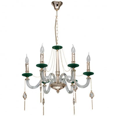 Złota lampa wisząca z zielonymi dodatkami MW-LIGHT Classic 482016106