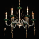 Złota lampa wisząca z zielonymi dodatkami MW-LIGHT Classic 482016106