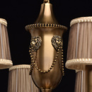 Żyrandol 10-ramienny z mosiądzu, abażury plisowane beżowe CHIARO Classic 491011510