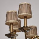 Żyrandol 10-ramienny z mosiądzu, abażury plisowane beżowe CHIARO Classic 491011510