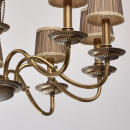 Żyrandol 10-ramienny z mosiądzu, abażury plisowane beżowe CHIARO Classic 491011510
