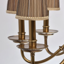 Żyrandol 10-ramienny z mosiądzu, abażury plisowane beżowe CHIARO Classic 491011510