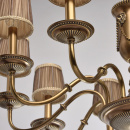 Żyrandol 10-ramienny z mosiądzu, abażury plisowane beżowe CHIARO Classic 491011510