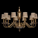 Żyrandol 10-ramienny z mosiądzu, abażury plisowane beżowe CHIARO Classic 491011510