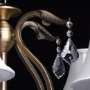 Żyrandol 5-ramienny w kolorze mosiądzu, beżowe, lamowania kloszy CHIARO Elegance 355011805