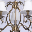 Żyrandol 5-ramienny w kolorze mosiądzu, beżowe, lamowania kloszy CHIARO Elegance 355011805