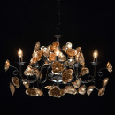 Żyrandol 5-ramienny, złote kwiaty, chromowana na czarno podstawa MW-LIGHT Flora 615011505