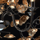 Żyrandol 5-ramienny, złote kwiaty, chromowana na czarno podstawa MW-LIGHT Flora 615011505