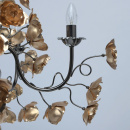 Żyrandol 5-ramienny, złote kwiaty, chromowana na czarno podstawa MW-LIGHT Flora 615011505