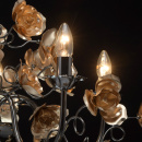 Żyrandol 5-ramienny, złote kwiaty, chromowana na czarno podstawa MW-LIGHT Flora 615011505