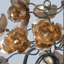 Żyrandol 5-ramienny, złote kwiaty, chromowana na czarno podstawa MW-LIGHT Flora 615011505