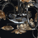Żyrandol 5-ramienny, złote kwiaty, chromowana na czarno podstawa MW-LIGHT Flora 615011505